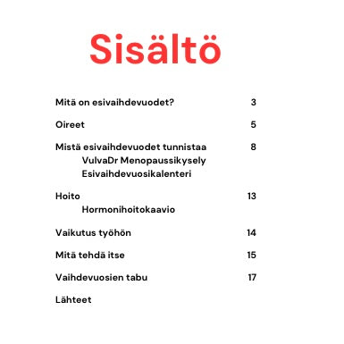 Esivaihdevuodet SURVIVAL KIT - ladattava miniopas